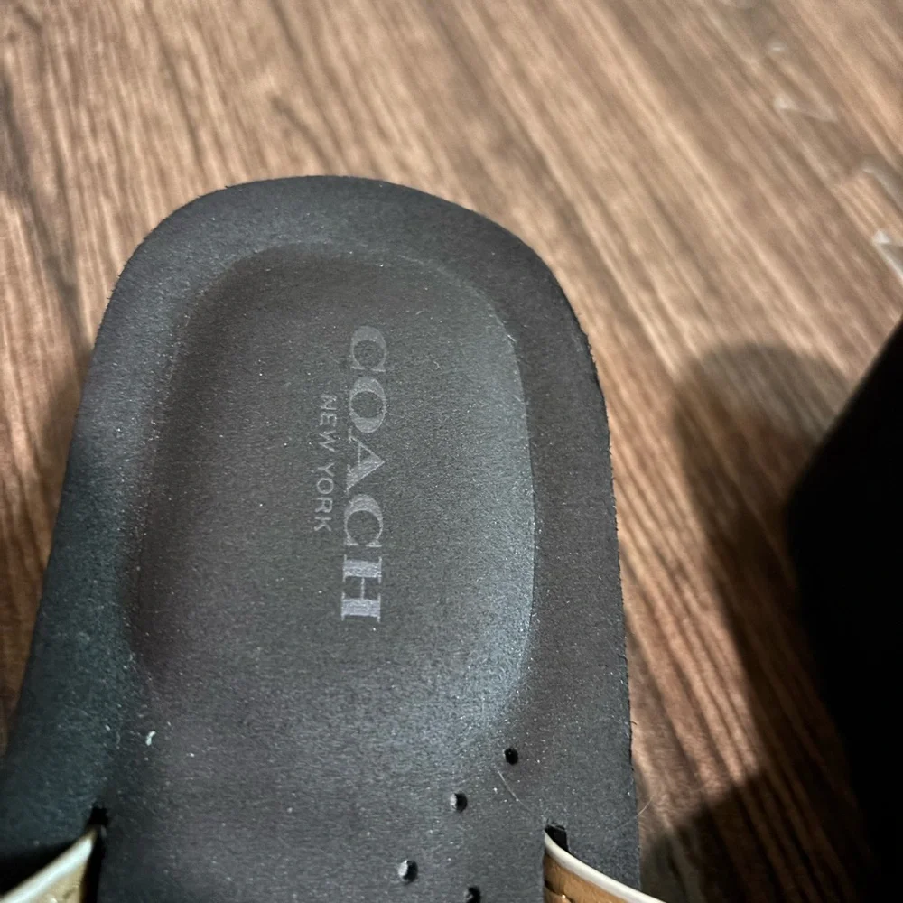 Coach Signature Canvas Thong Sandals in Brown and Black